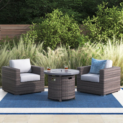 3 Piece Rattan Patio Sofa Set With Comfortable Cushions