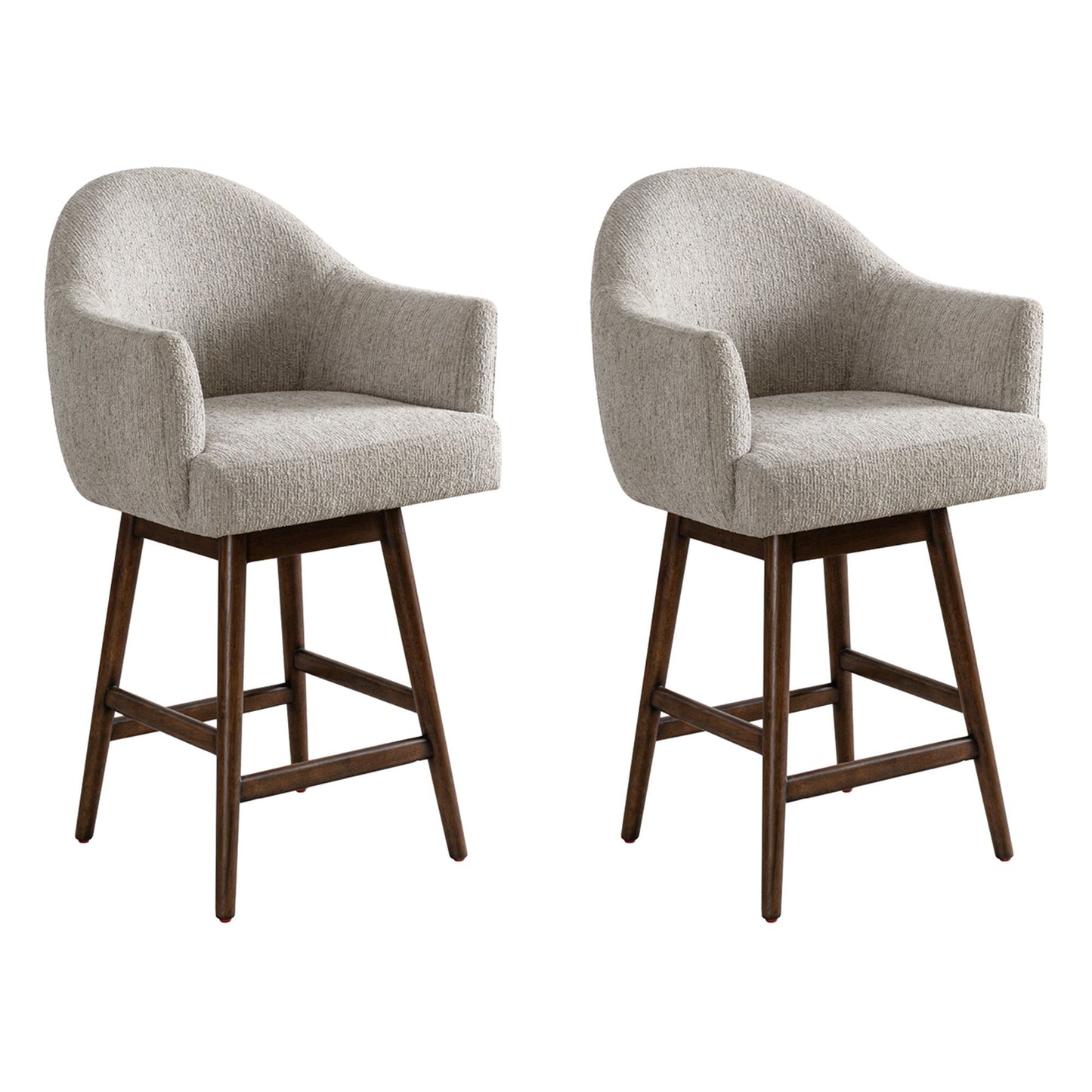 Jaxon - Brown Solid Wood Upholstered 26" Counter Height Swivel Barstool