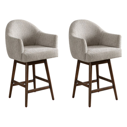 Jaxon - Brown Solid Wood Upholstered 26" Counter Height Swivel Barstool