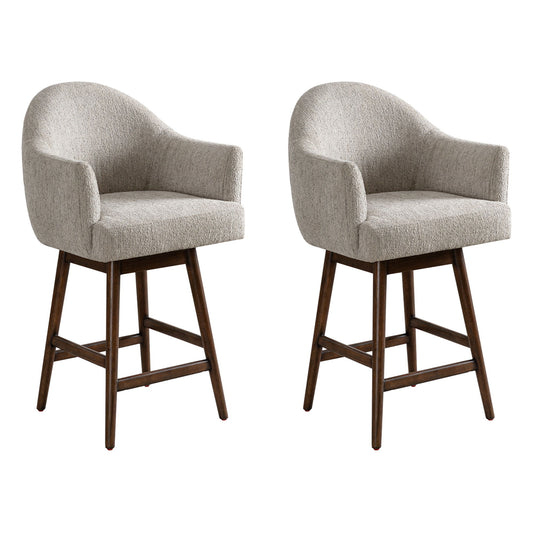 Jaxon - Brown Solid Wood Upholstered 26" Counter Height Swivel Barstool