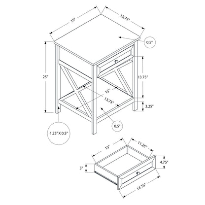 Accent End Table, 2 Tier, Storage Drawer, Transitional Style