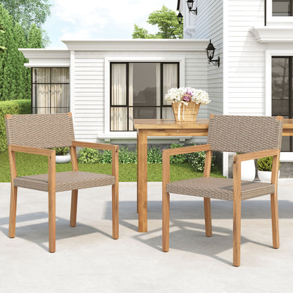 Outdoor Dining Chairs For Patios, Gardens (Set of 2) - Light Brown Multi / Light Teak