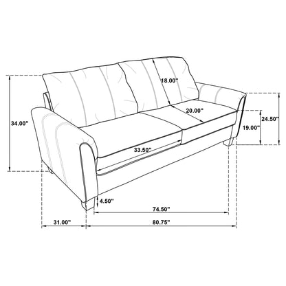 Dixon - Upholstered Sofa With Rounded Arms And Texture - Gray