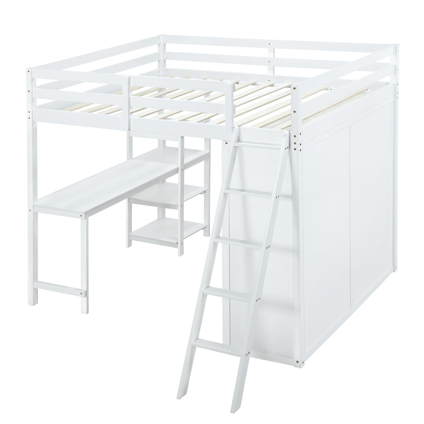 Loft Bed With Wardrobe And Desk And Shelves