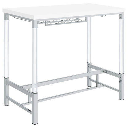 Tonneson - Bar Table With Trestle Base And Wine Storage - White