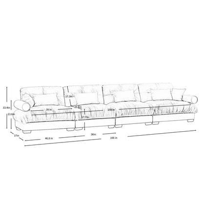 Super Comfort Oversized Modular Velvet Sectional Sofa, Deep Seat Convertible L Shaped Couch