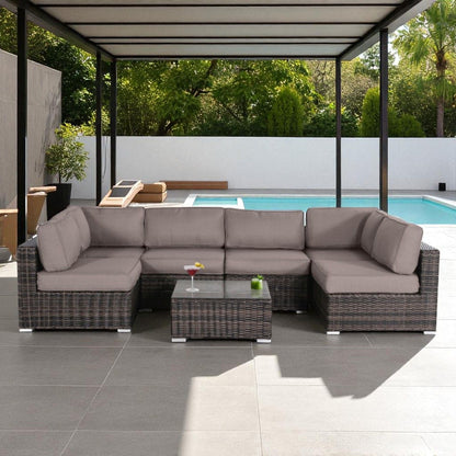 Seating Set With Cushions Handcrafted Wicker Design