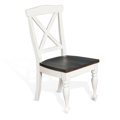 Carriage House - Wood X-Back Dining Chair (Set of 2) - Cottage White / Europen Dark