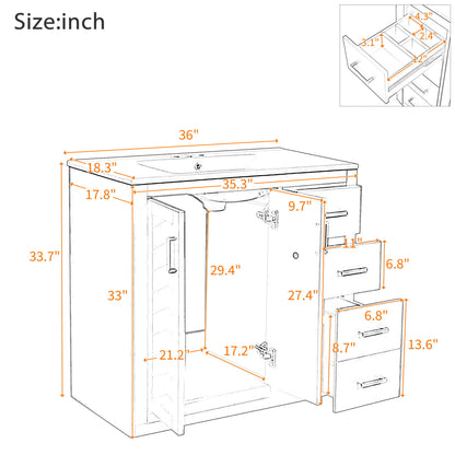Bathroom Vanity With Sink Combo, Storage Cabinet, Freestanding Set With 3 Drawers & Soft Closing Doors