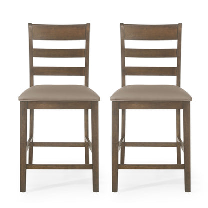 Farmhouse Upholstered Wood Counter Stools