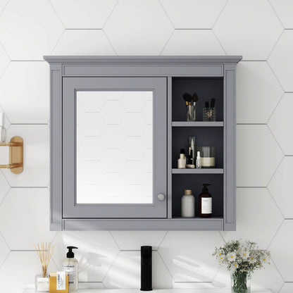 Wall Mounted Medicine Cabinet With Mirror And 3 Open Shelves