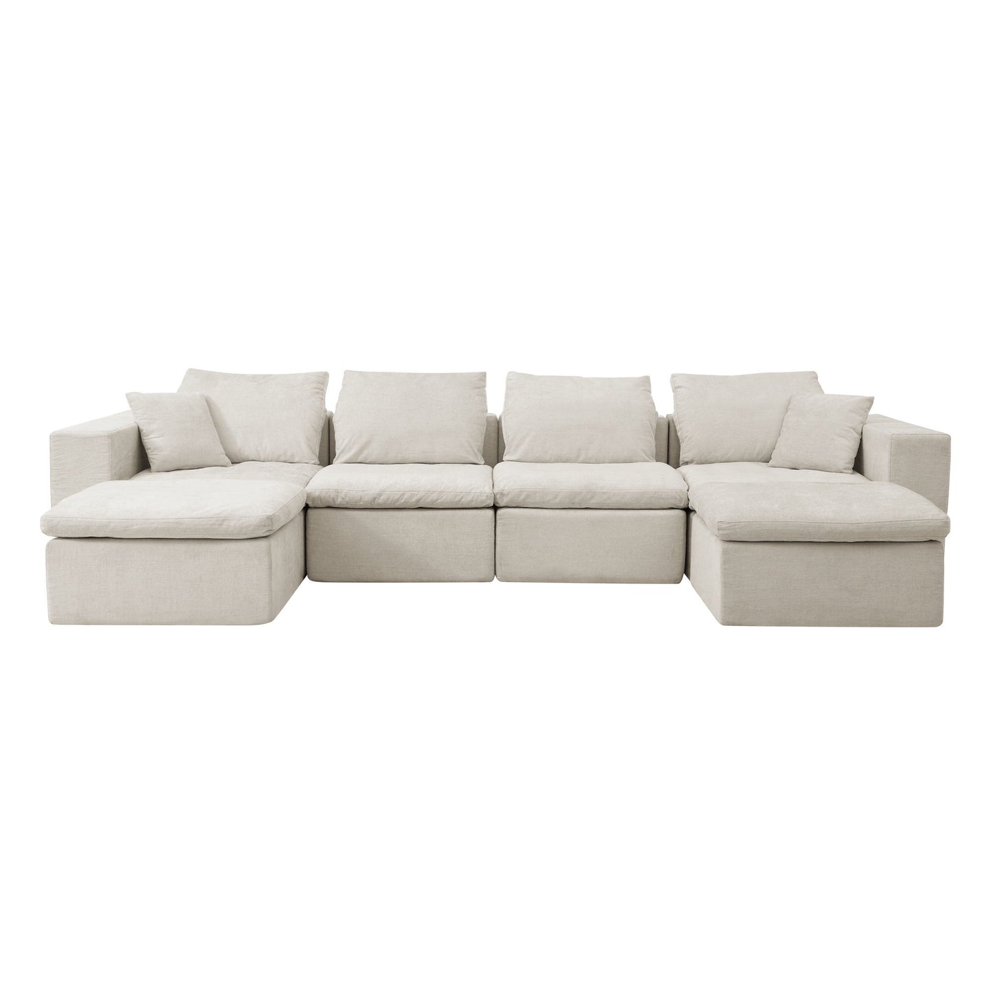 Modern Minimalist Cloud Sectional Couch With Comfy Chaise, U Shaped Modular Sofa