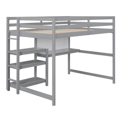 Loft Bed With Shelves, Desk And Writing Board