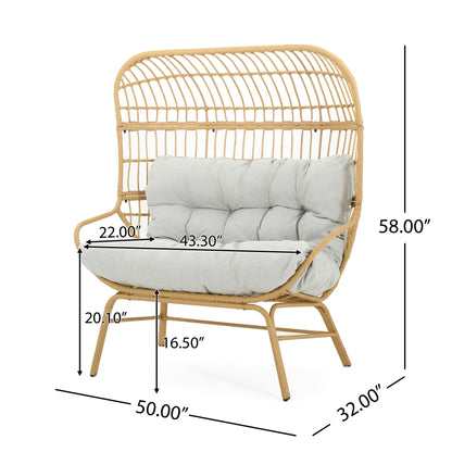 Palos - Outdoor Wicker Loveseat - Light Brown