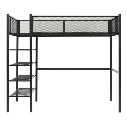 Loft Bed With 4 Tier Shelves And Storage
