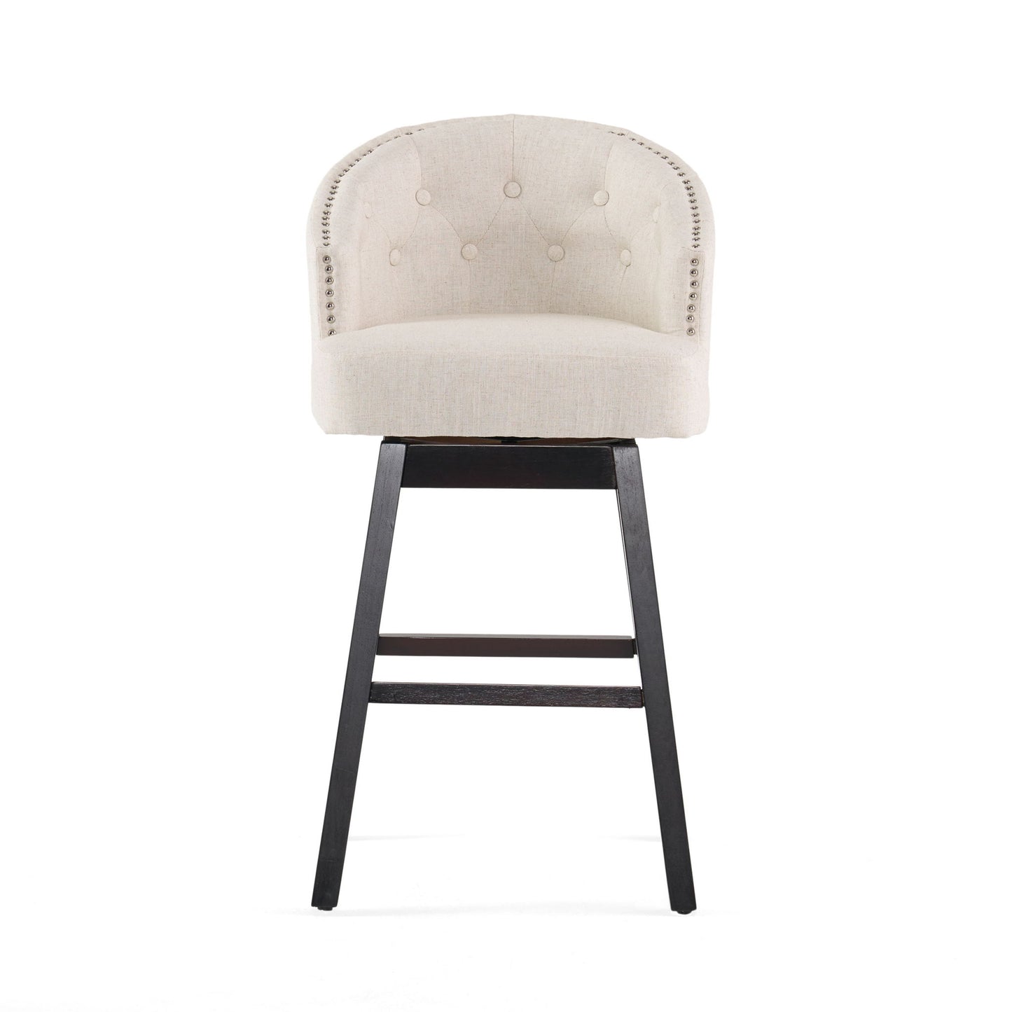 Mellifluous - 360 Degree Swivel Bar Stool With Stunning Nailhead Trim, (Set of 2)