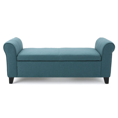 Hayes - Armed Storage Bench With Rolled Arms And Button Tufting