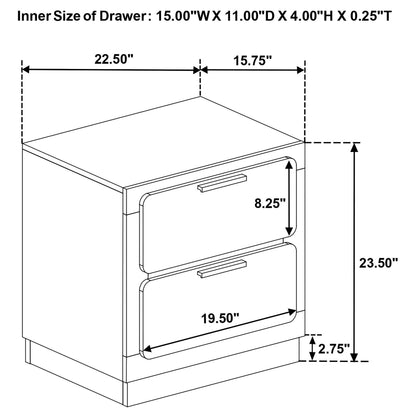 Modern Luxury Nightstand With 2 Drawer Storage