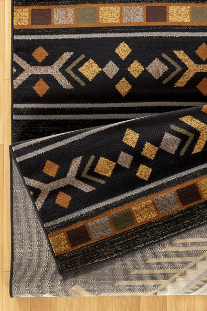 Tribes - 7'10" X 10'3" Southwest Area Rug - Black