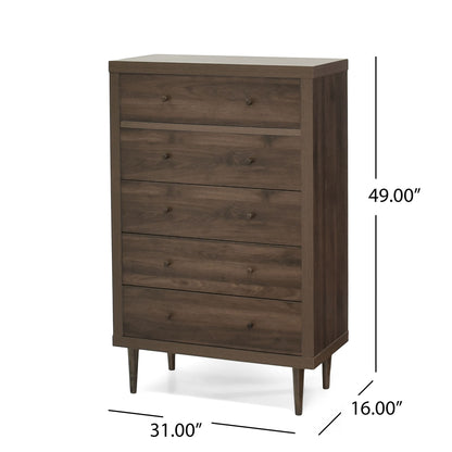 Nystrom - Mid Century Modern 5 Drawer Dresse