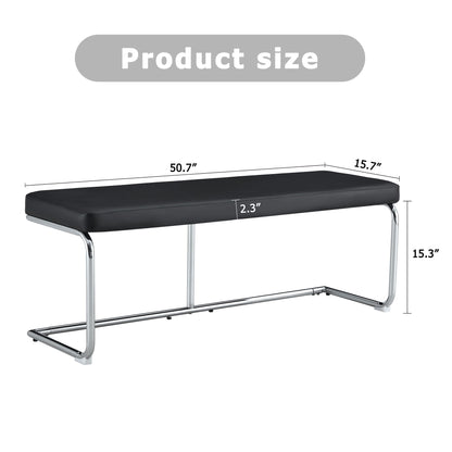 Shoe Changing Bench With Silver Metal Legs For Versatile Use - Black