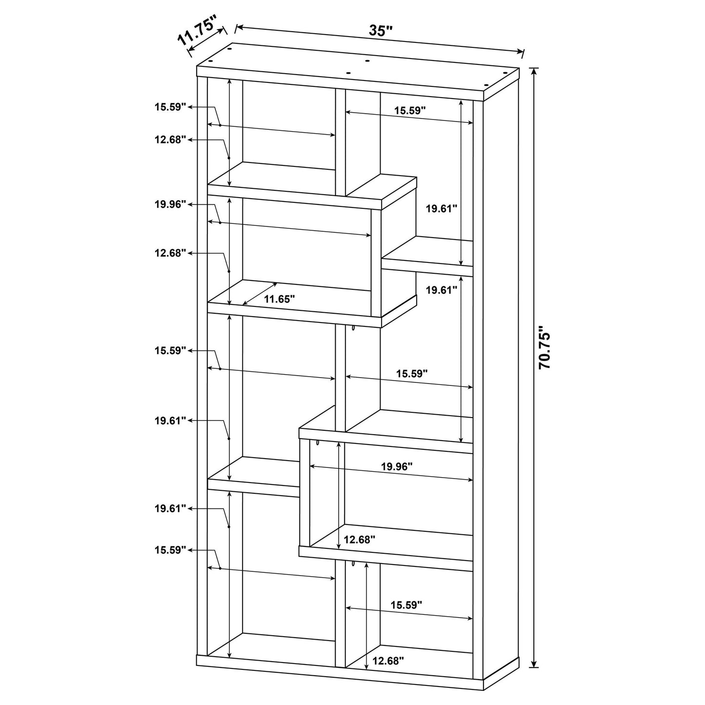 Lawton - 7 Shelf Bookshelf - Driftwood