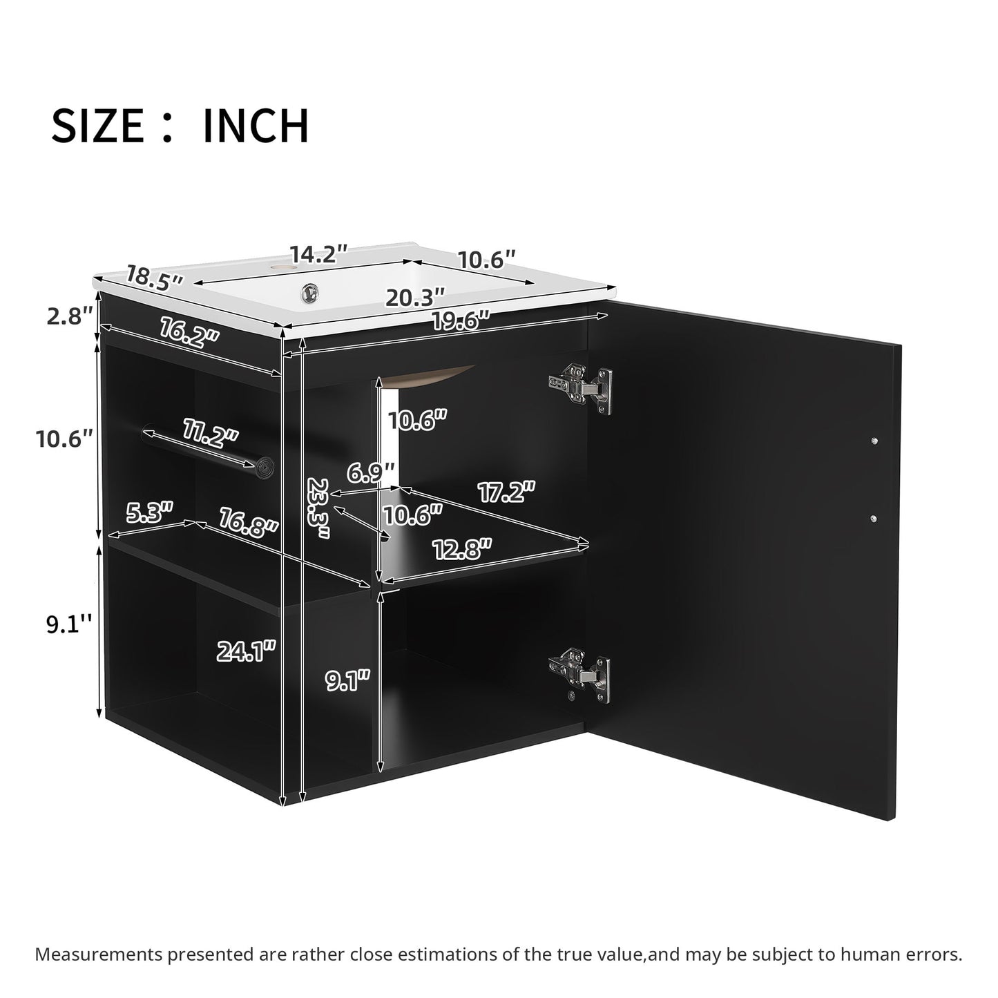 Modern Wall Mounted Bathroom Cabinet With Side Shelf And Ceramic Sink