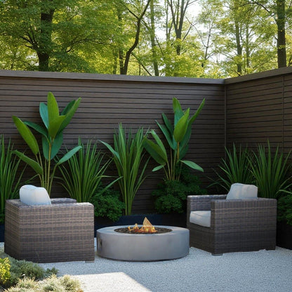 Patio Conversation Set For 2 With Cushions And Fire Pit - Brown