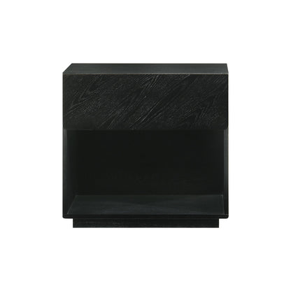 Petra - 1 Drawer Wood Nightstand - Black