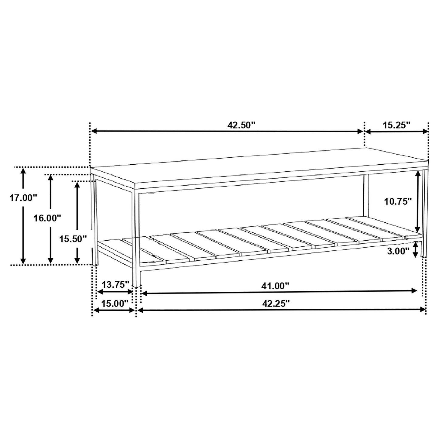 Foundry - Accent Bench With Slat Shelf - Natural