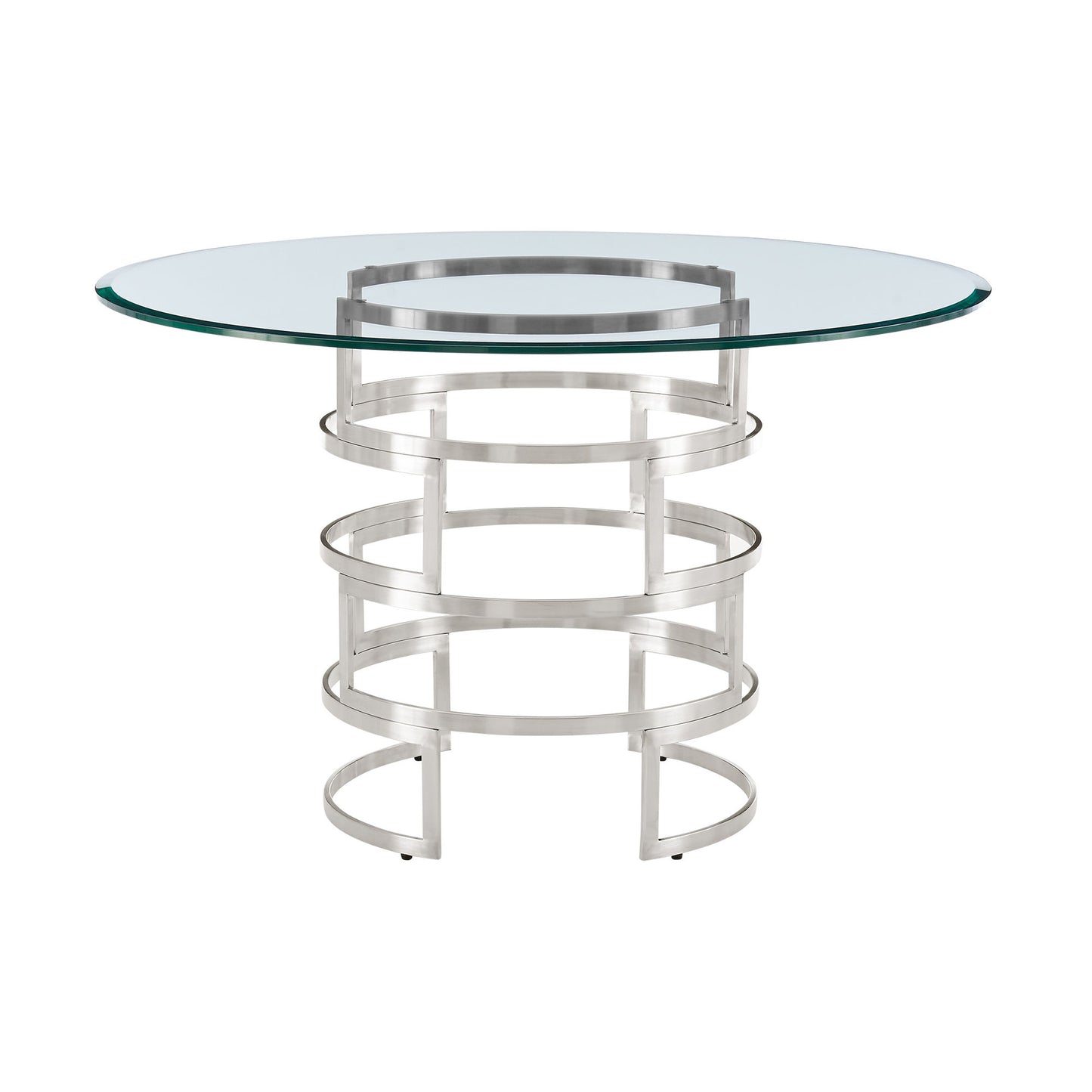 Diaz - Contemporary Round Dining Table - Silver