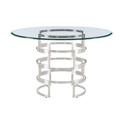 Diaz - Contemporary Round Dining Table - Silver