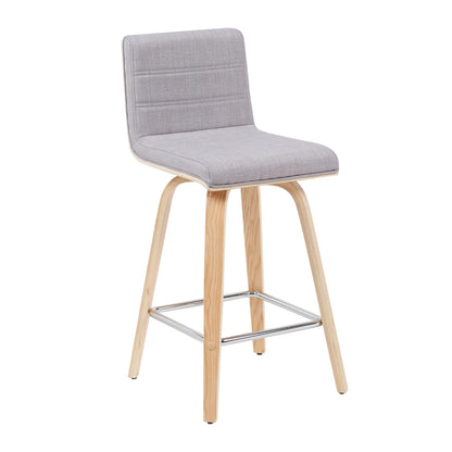 Vienna - Modern Counter Height Swivel Bar Stool - Patterned Oak Wood Frame