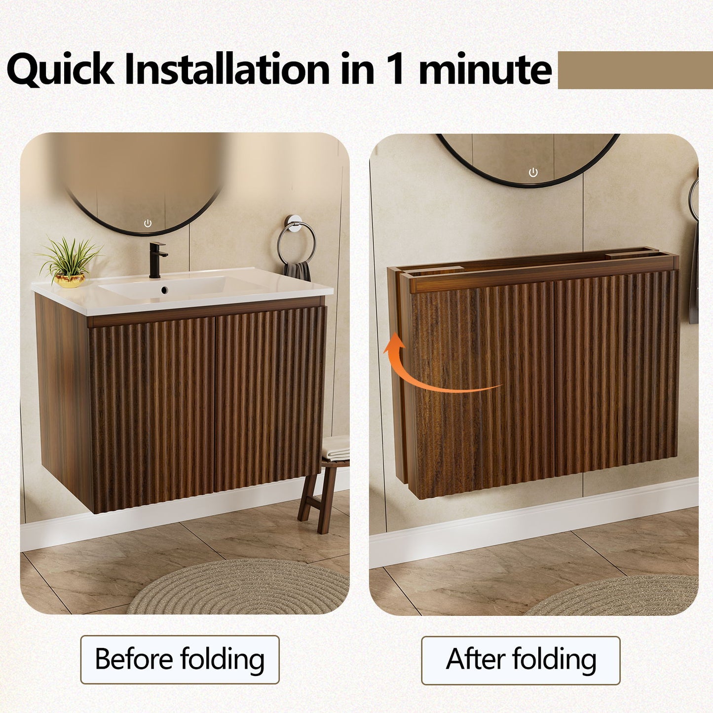 Folding Wall Cabinet With Creamic Sink