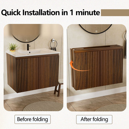 Folding Wall Cabinet With Creamic Sink