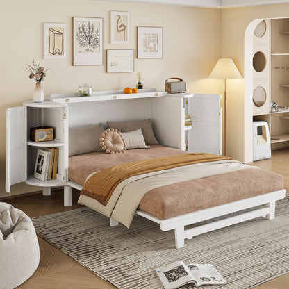 Murphy Bed With Hidden Storage & Modern Woven Design