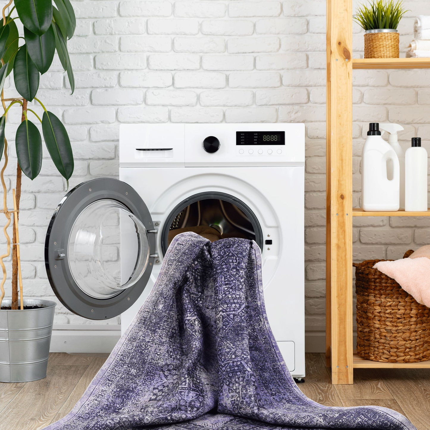 Maval - 6' X 9' Washable Area Rug - Anthracite