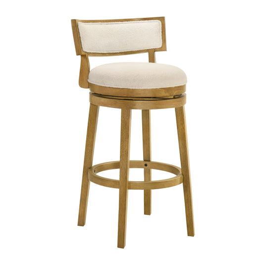 Noely - Modern Farmhouse Swivel Wood Bar Height Kitchen Bar Stool