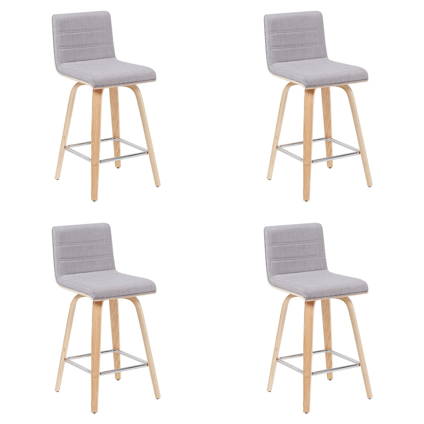 Vienna - Modern Counter Height Swivel Bar Stool - Patterned Oak Wood Frame