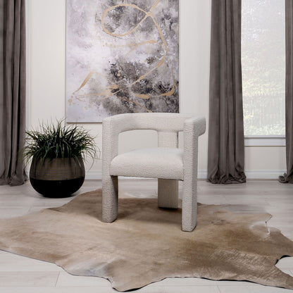 Verda - Upholstered Accent Side Chair In Soft With Rounded Open Back And 3 Leg Base - White