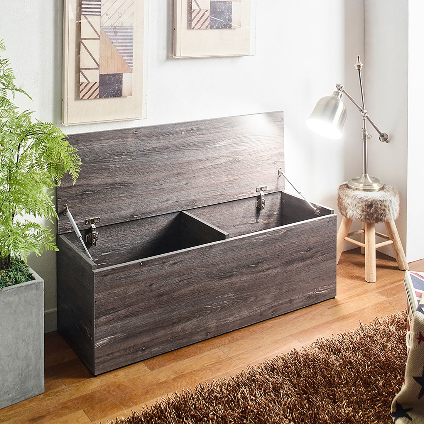 Dean - Farmhouse Storage Bench With Extra Storage 47 Inch - Gray