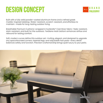 Outdoor Swivel Lounge Chair With Sunbrella Cushion, Weather Resistant - Ember Black