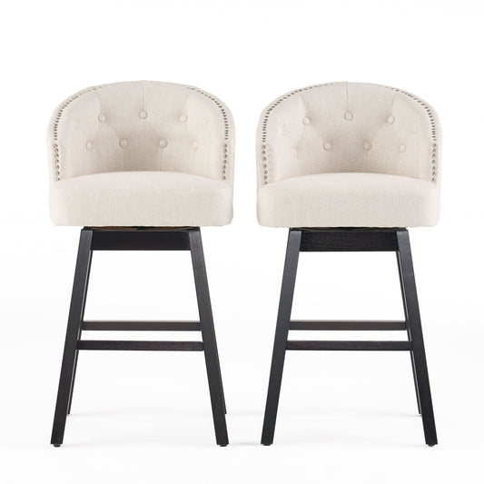 Mellifluous - 360 Degree Swivel Bar Stool With Stunning Nailhead Trim, (Set of 2)