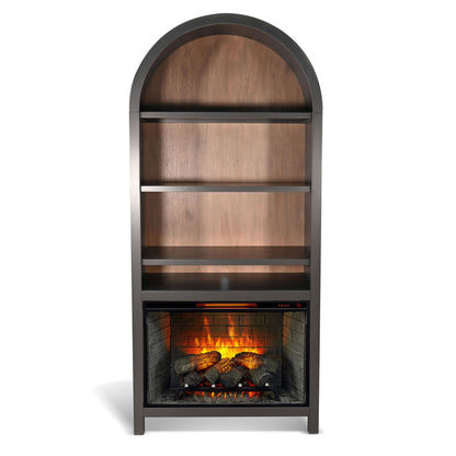 Arched Bookcase With Electric Fireplace