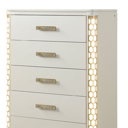 Jasmine - 5 Drawer Chest With Side LED Lightning - Beige