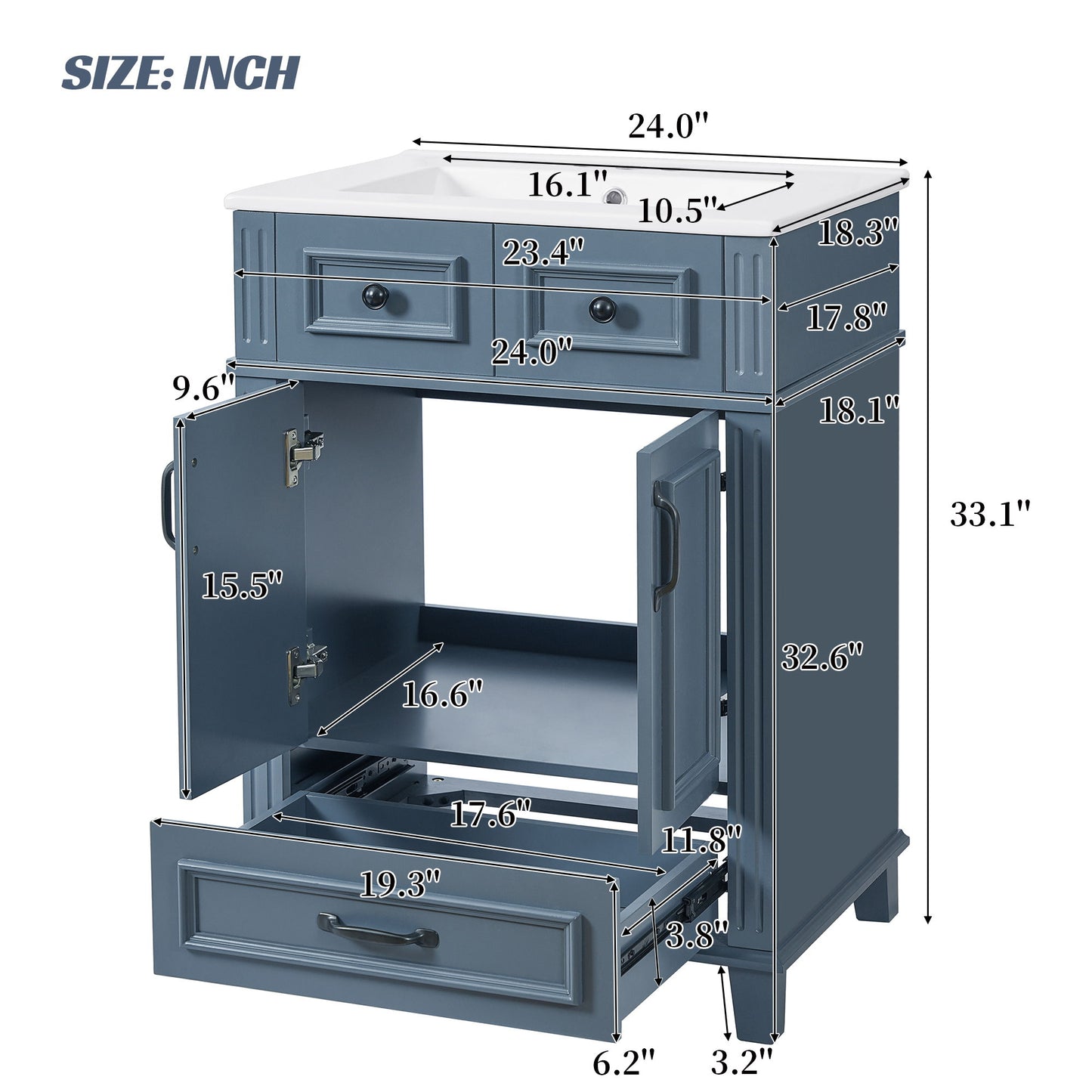 Bathroom Vanity With Sink, Storage Cabinet