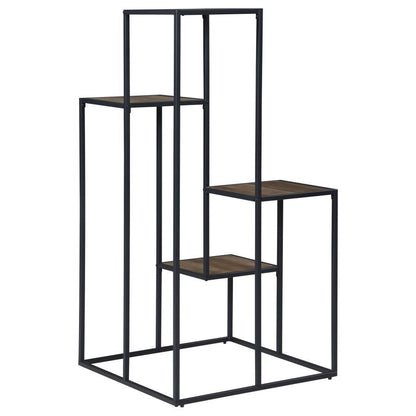 Rito - 4-Tier Multi - Display Shelf - Rustic Brown And Black