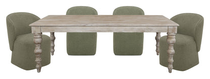 Crossings - Eden Rectangular Dining Table With 4 Upholstered Chairs - Toasted Tumbleweed & Green