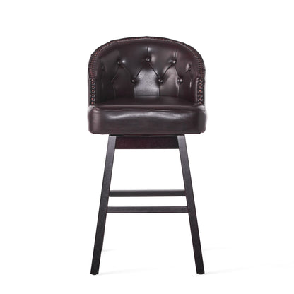 Mellifluous - 360 Degree Swivel Bar Stool With Stunning Nailhead Trim, (Set of 2)