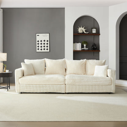 Modern Comfy Upholstered 4 Seat Sofa Cloud Couch,Deep Seat With Soft Pillows